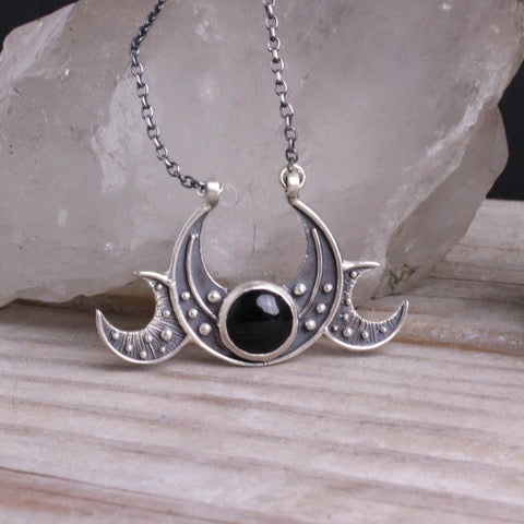 Triple Moon Goddess Necklace by Acid Queen Jewelry