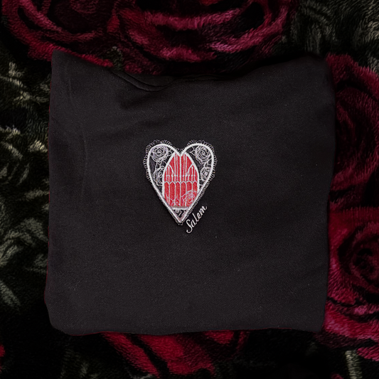 Midnight Salem Heart Embroidered Hoodie by XO Ash