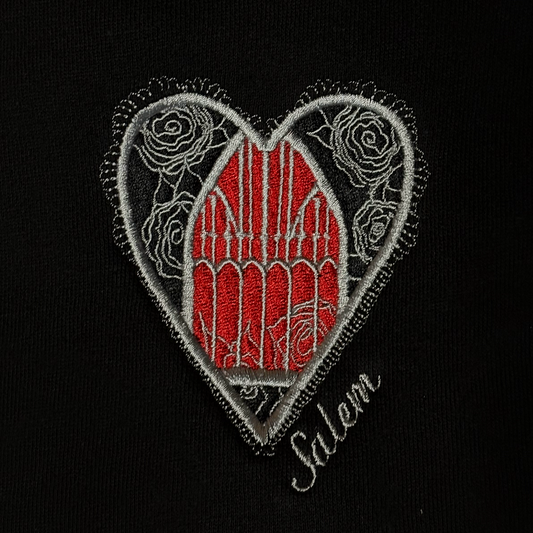 Midnight Salem Heart Embroidered Hoodie by XO Ash