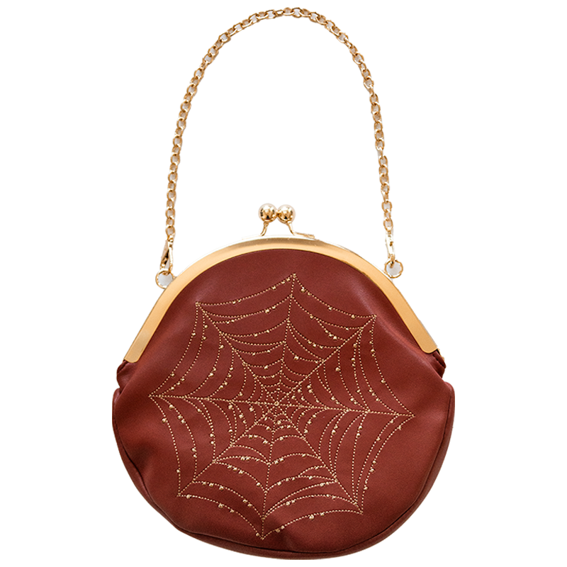 Spiderweb Convertible Clasp Handbag in Cognac