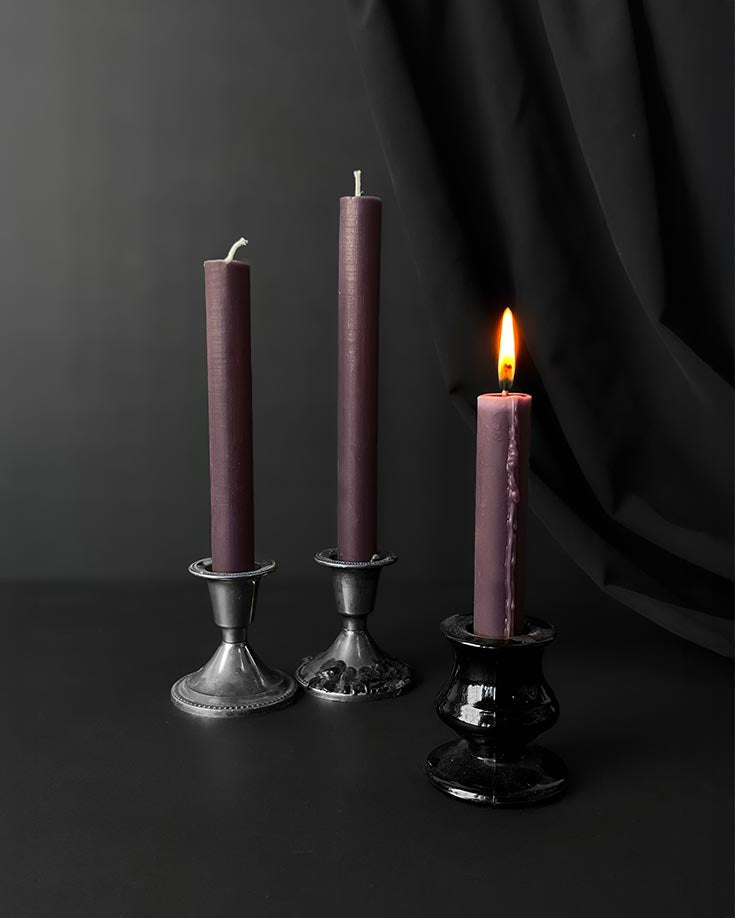 Moody Mauve Beeswax Taper Candles ~ Graveyard Wanders