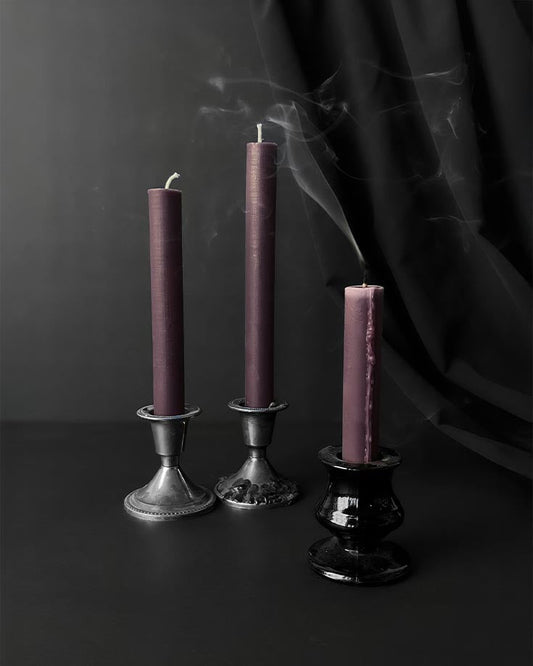 Moody Mauve Beeswax Taper Candles ~ Graveyard Wanders