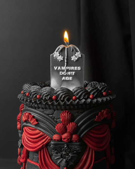 Vampires Don't Age Tombstone Candle by Graveyard Wanders