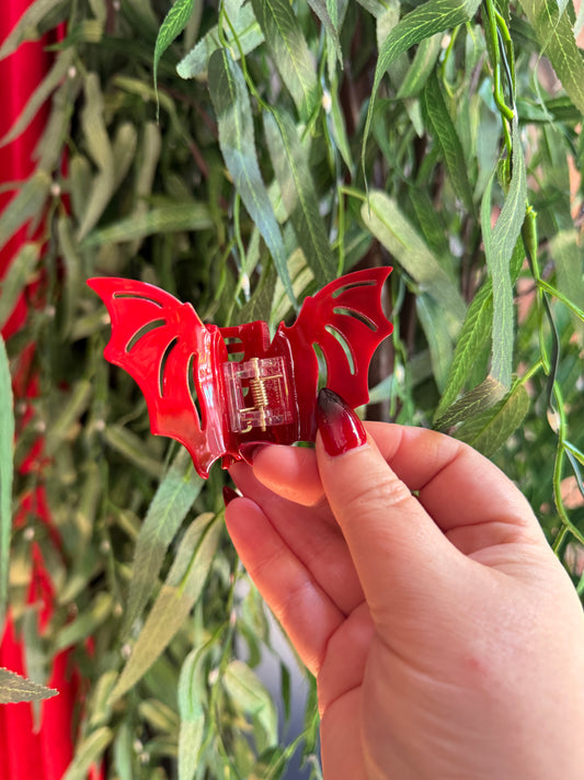 Red Bat Wings Hair Clip