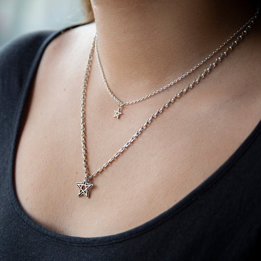 Tiny Pentagram Star Sterling Silver Necklace by Lily Streeter