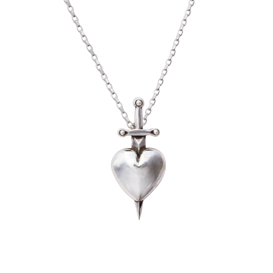 Sword-Pierced Heart Sterling Silver Necklace by Lily Streeter