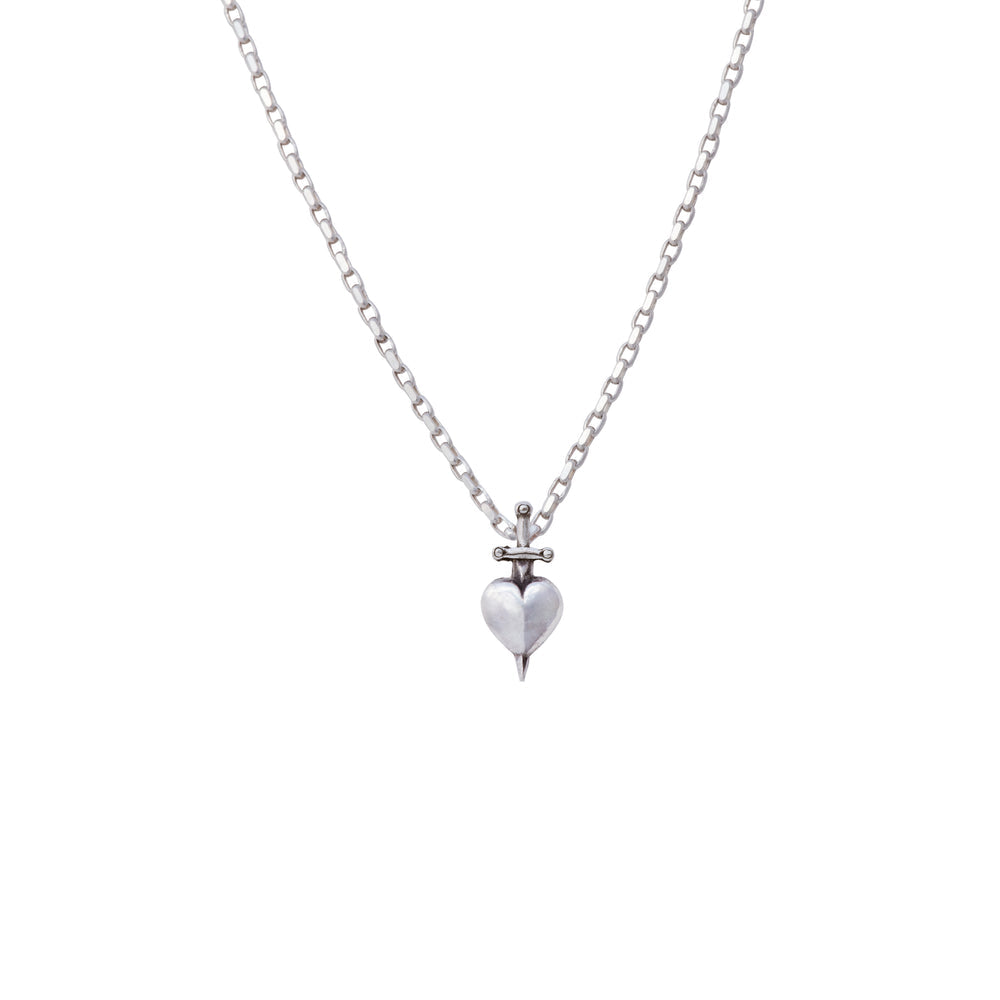 Sword-Pierced Heart Sterling Silver Necklace by Lily Streeter