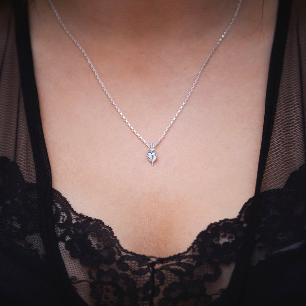 Sword-Pierced Heart Sterling Silver Necklace by Lily Streeter