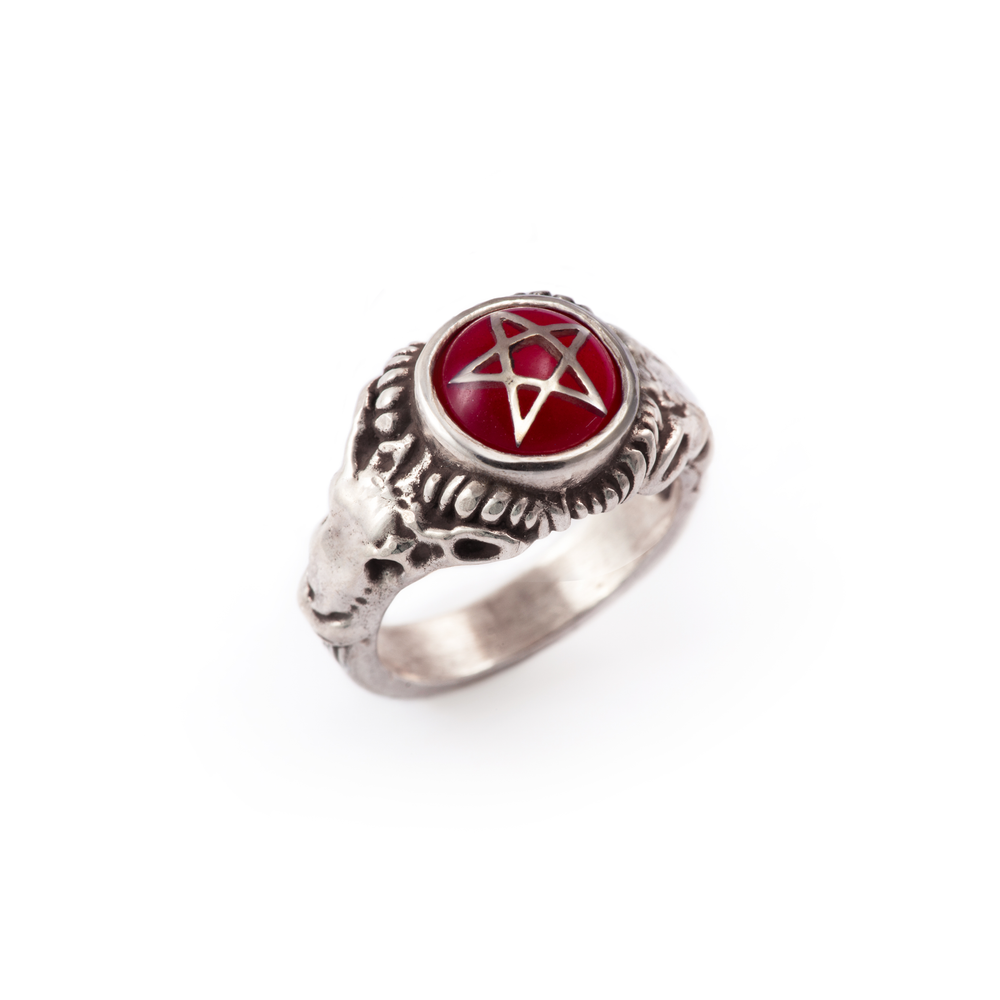 Baby Devil Heart Pentagram Ring
