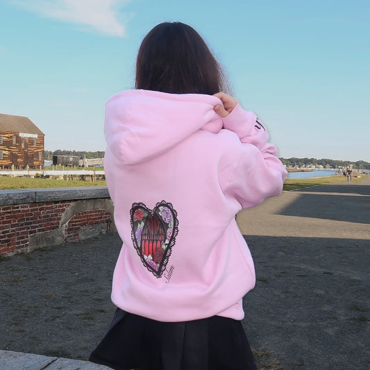 Pink Salem Heart Hoodie by XO Ash
