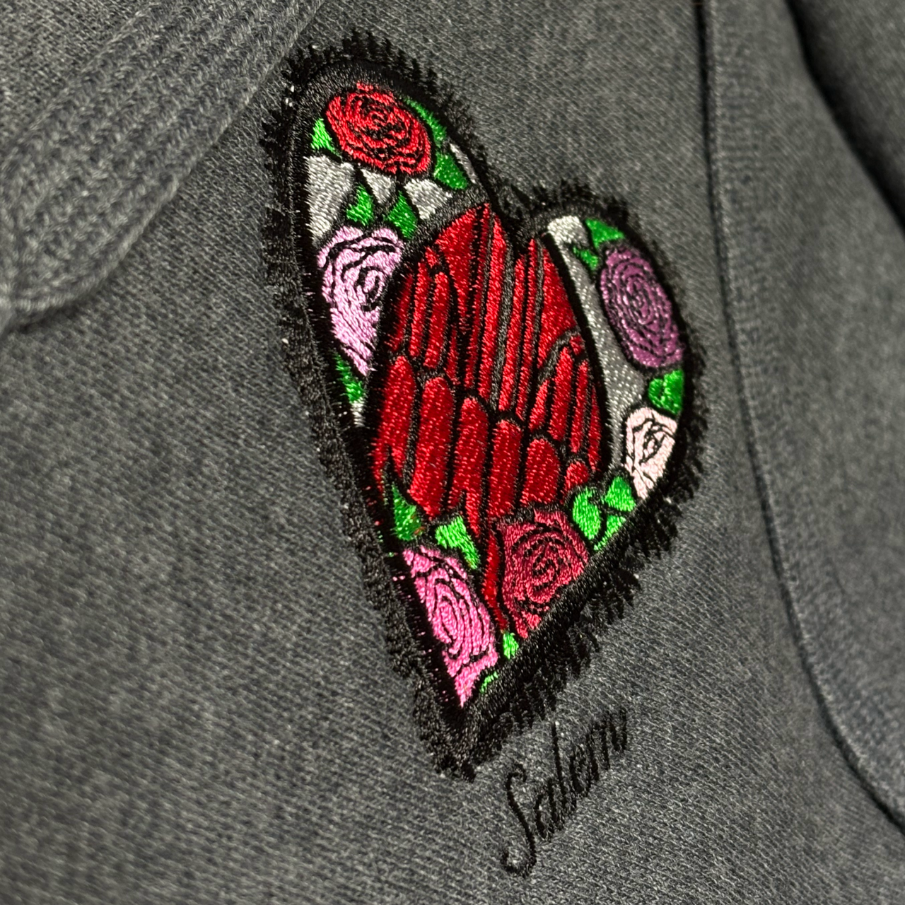 Grey Embroidered Salem Heart Hoodie by XO Ash