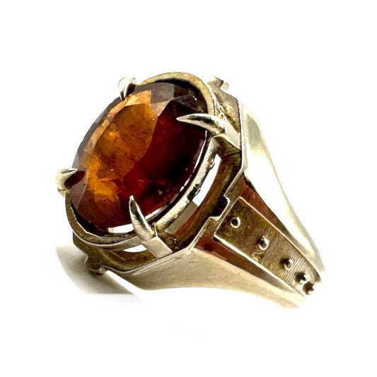 Citadel Ring With Hessonite Garnet in White Bronze by Julian the 2nd