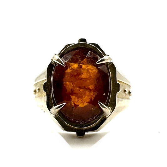 Citadel Ring With Hessonite Garnet in White Bronze by Julian the 2nd
