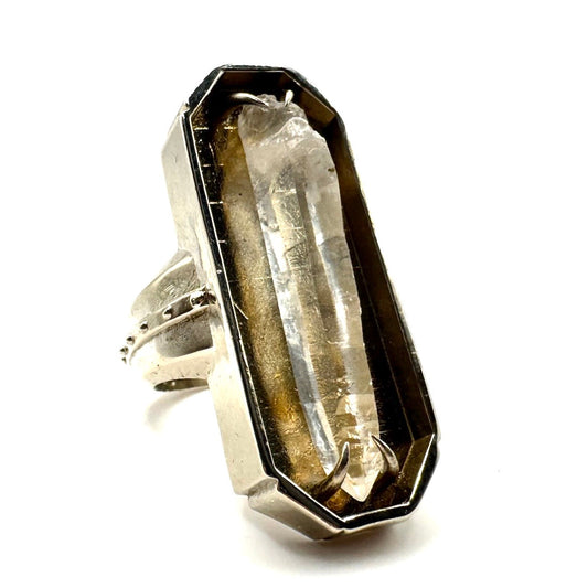 Citadel Ring With Clear Quartz in White Bronze by Julian the 2nd