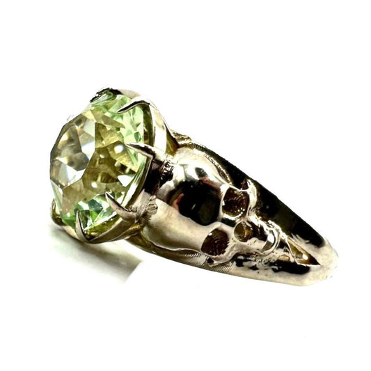 Cathedral Skull Ring With Prasiolite in White Bronze by Julian the 2nd