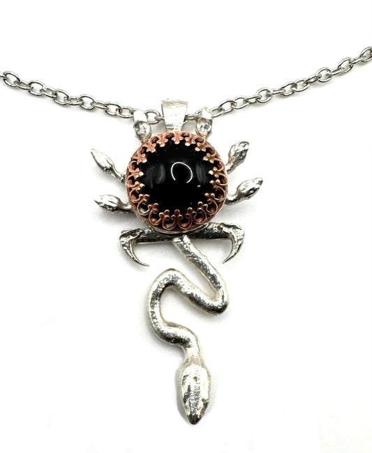 Medusa’s Protection Ankh Necklace with Black Onyx in Sterling Silver by Julian the 2nd