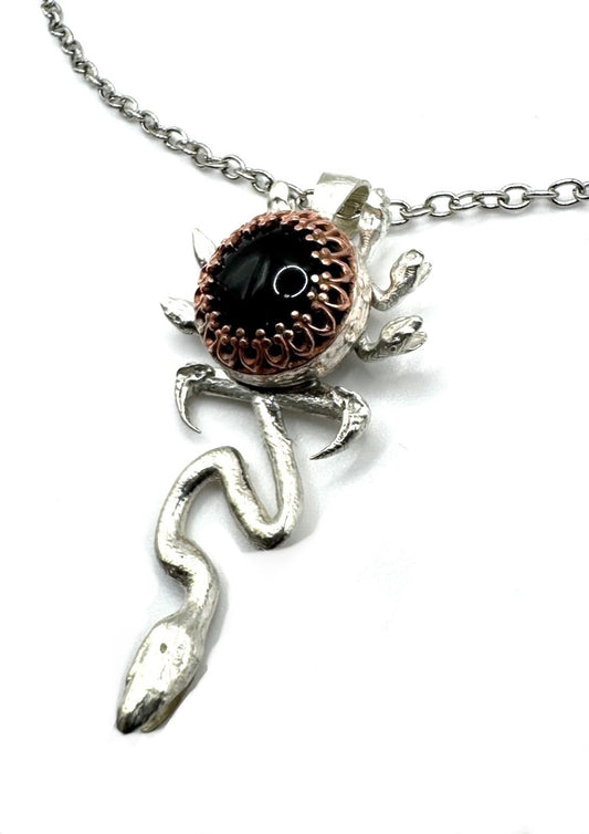 Medusa’s Protection Ankh Necklace with Black Onyx in Sterling Silver by Julian the 2nd