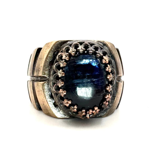 Kyanite Geometric Bharat Ring in Bronze by Julian the 2nd