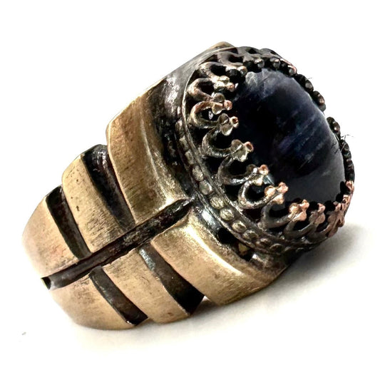 Kyanite Geometric Bharat Ring in Bronze by Julian the 2nd