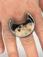 Hierophant Ring Petrified Wood Crescent Moon in Sterling Silver by Julian the 2nd