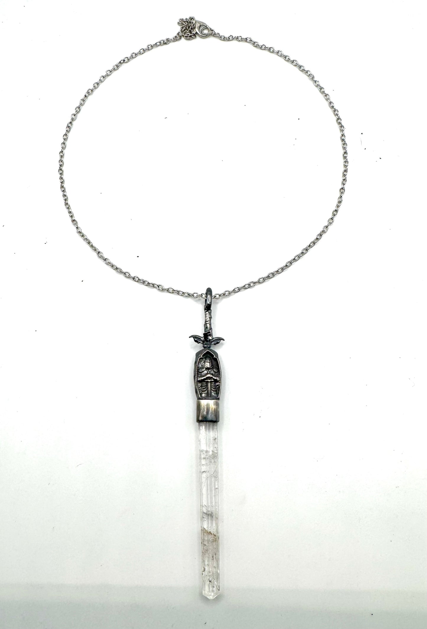 The Pendragon Sword Pendant With Lemurian Quartz In Sterling Silver by Julian the 2nd