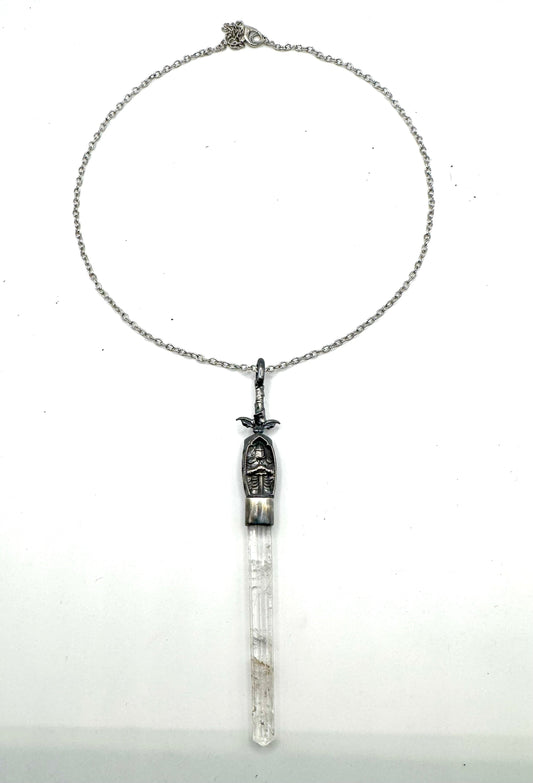 The Pendragon Sword Pendant With Lemurian Quartz In Sterling Silver by Julian the 2nd