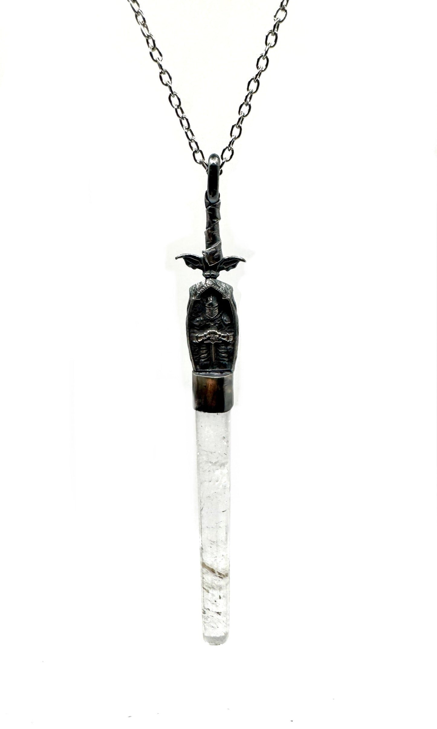 The Pendragon Sword Pendant With Lemurian Quartz In Sterling Silver by Julian the 2nd