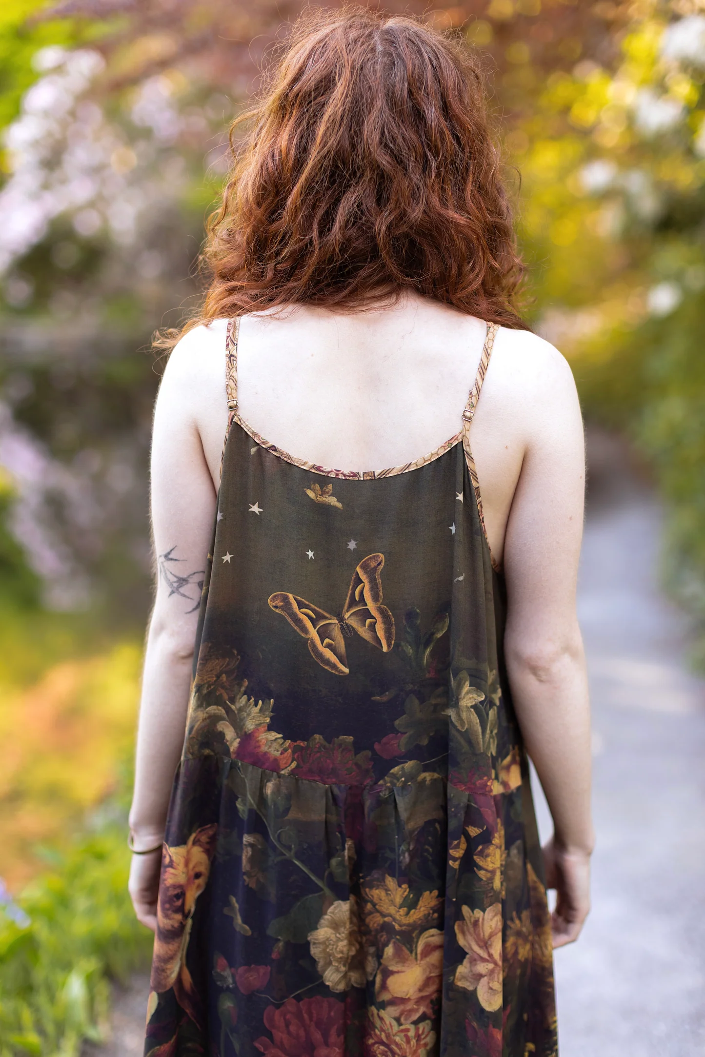 The Messenger Maxi Slip Dress w/ Joan of Arc & Florals