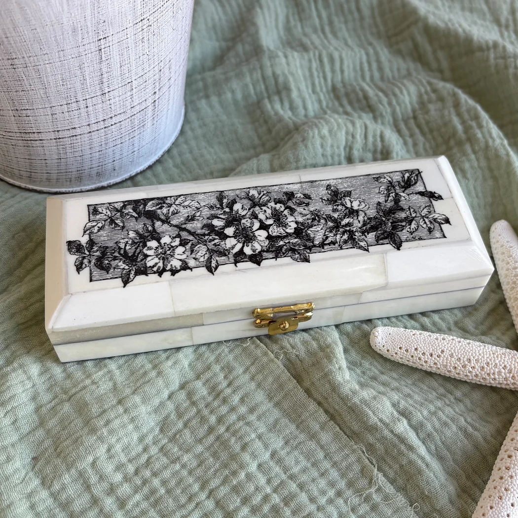 Blooming Rose Ox Bone Box