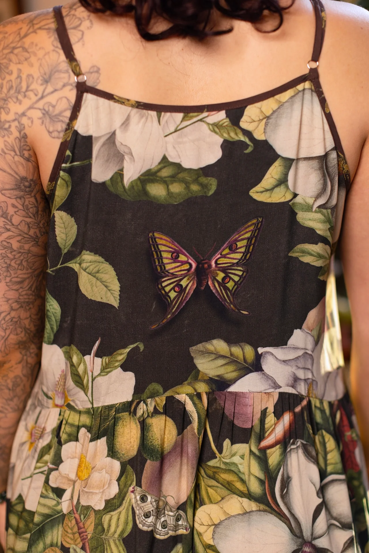 Fleur De Lune Bohéme Maxi Slip Dress w/ Florals & Bees