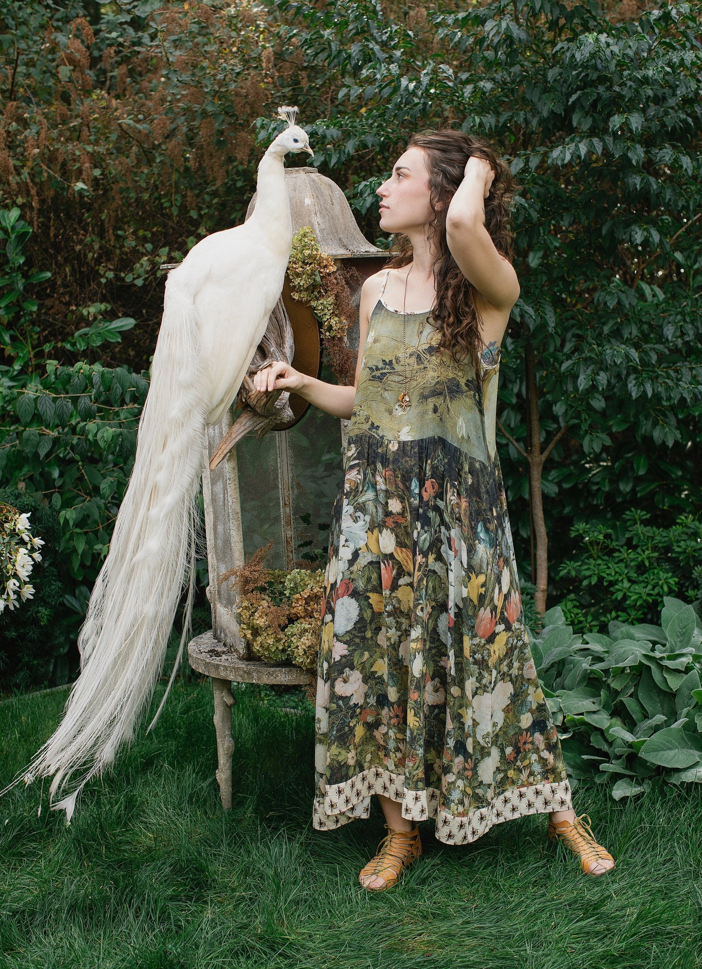 I Dream in Flowers Bohéme Maxi Slip Dress w/ Bees
