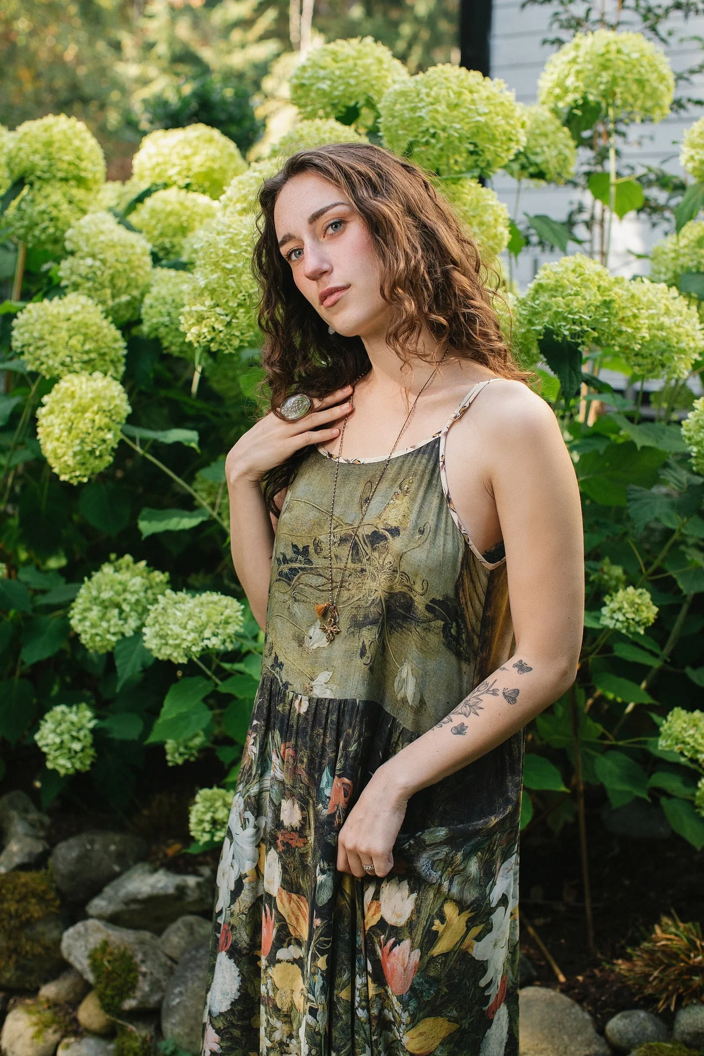 I Dream in Flowers Bohéme Maxi Slip Dress w/ Bees