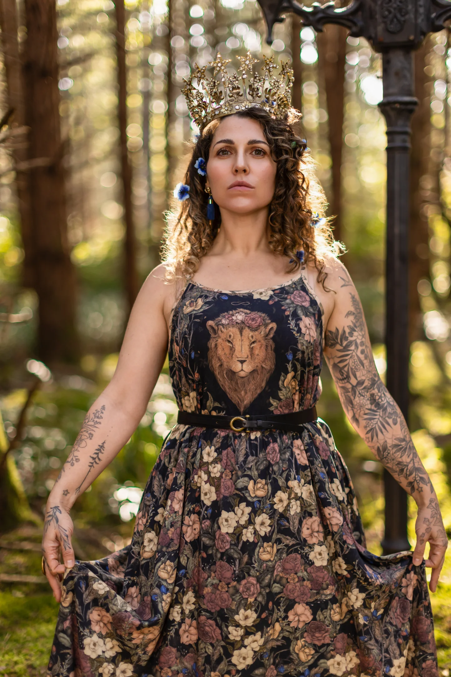 Lionheart Bohéme Maxi Slip Dress w/ Botanicals & Narnia Print
