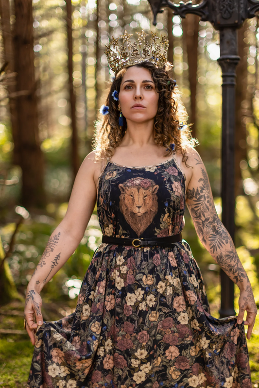 Lionheart Bohéme Maxi Slip Dress w/ Botanicals & Narnia Print