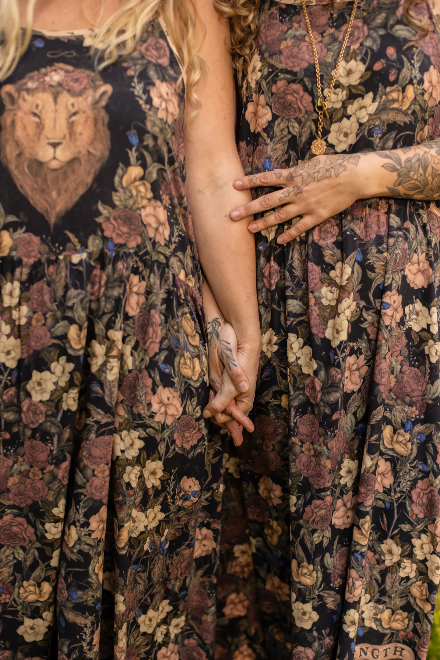 Lionheart Bohéme Maxi Slip Dress w/ Botanicals & Narnia Print