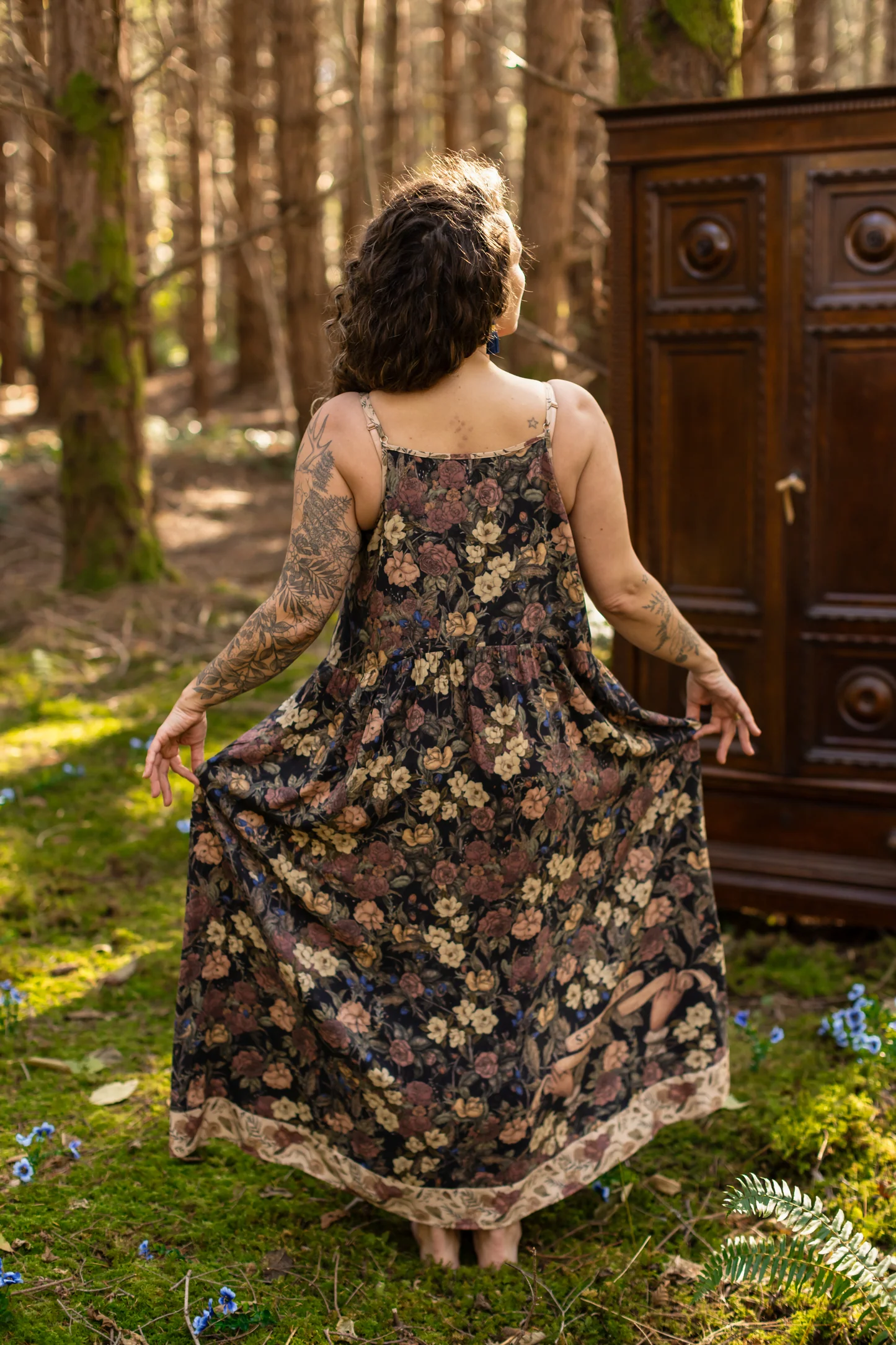 Lionheart Bohéme Maxi Slip Dress w/ Botanicals & Narnia Print