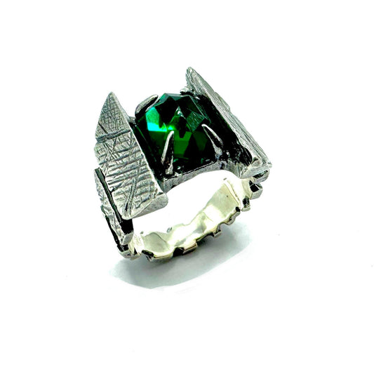 Paladin’s Curse with Emerald in Sterling Silver by Julian the 2nd