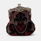 Burnout Velvet Sephia Burgundy & Black Chatelaine Purse Large