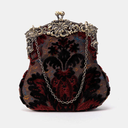 Burnout Velvet Sephia Burgundy/Black Chatelaine Purse