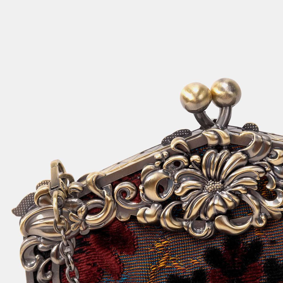 Burnout Velvet Sephia Burgundy/Black Chatelaine Purse