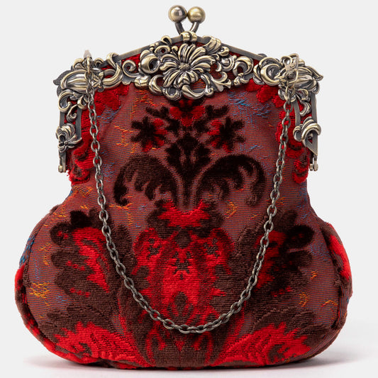 Burnout Velvet Scarlet Chatelaine Purse Large
