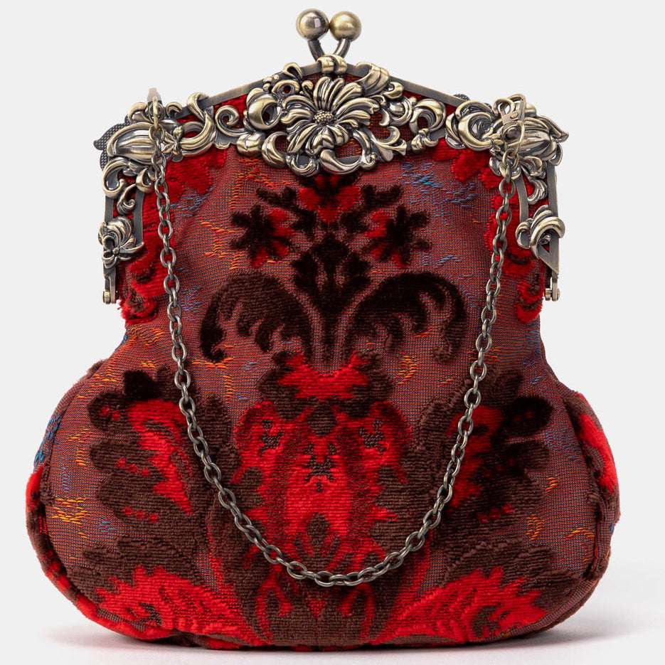 Burnout Velvet Scarlet Chatelaine Purse Large