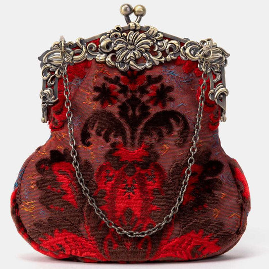 Burnout Velvet Scarlet Chatelaine Purse Large