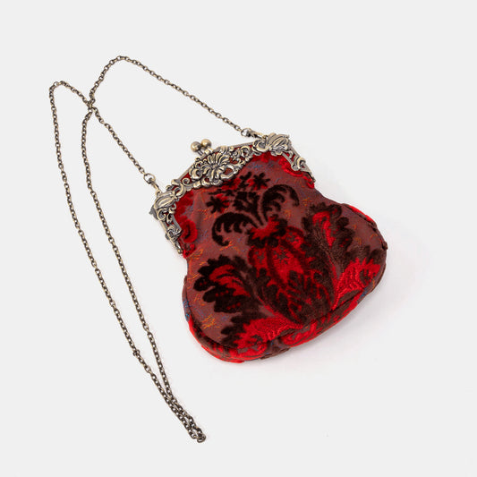 Burnout Velvet Scarlet Chatelaine Purse Large