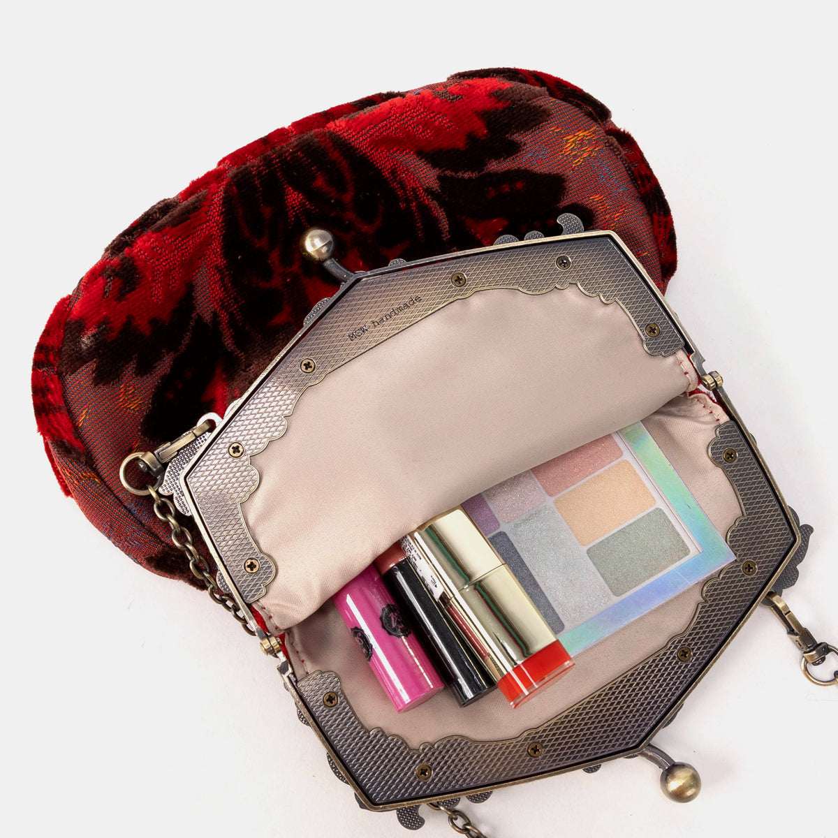 Burnout Velvet Scarlet Chatelaine Purse Large