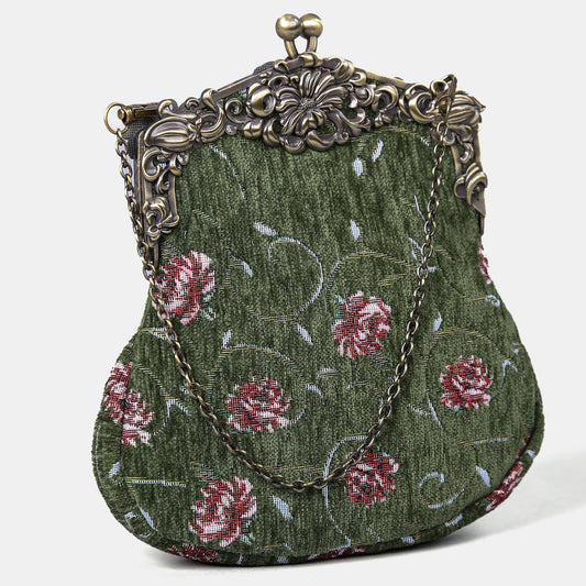 Climbing Rose Arugula Green Chatelaine Purse Large
