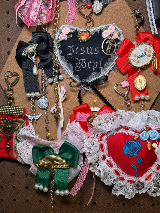 Handmade Gothic Heart Bag Charms by Dirty Pillows