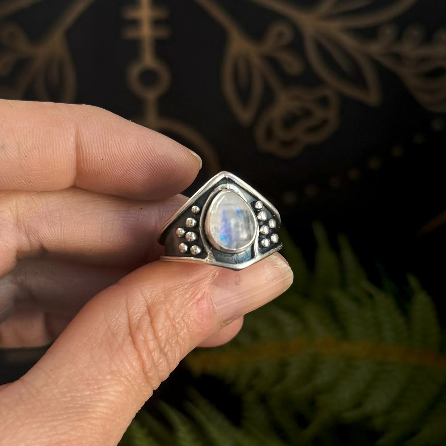 Vela Ring // Rainbow Moonstone by Acid Queen