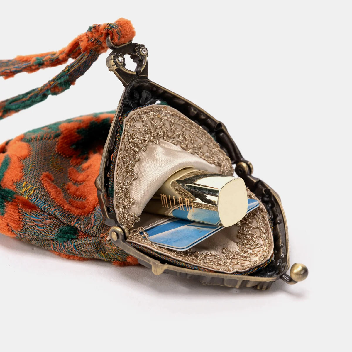 Burnout Velvet Revival Jade Chatelaine Purse Wristlet Bag
