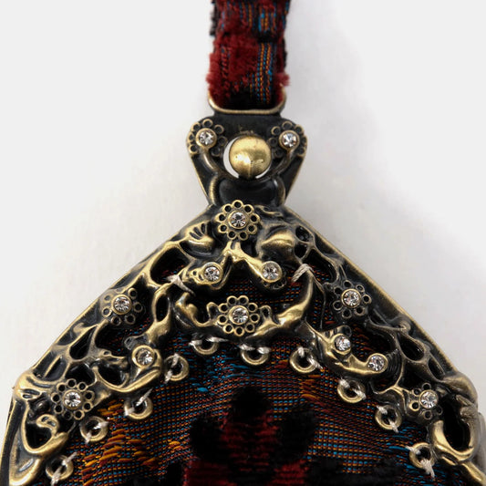 Burnout Velvet Revival Sephia Chatelaine Purse Wristlet Bag